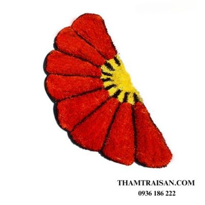 Thảm chùi chân chỉ xù hình quạt màu đỏ