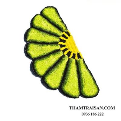 Thảm chùi chân chỉ xù hình quạt màu vàng chanh