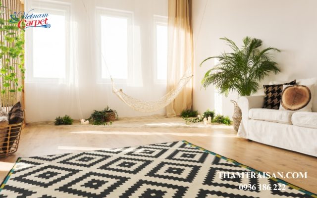 chọn thảm trang trí theo màu sofa