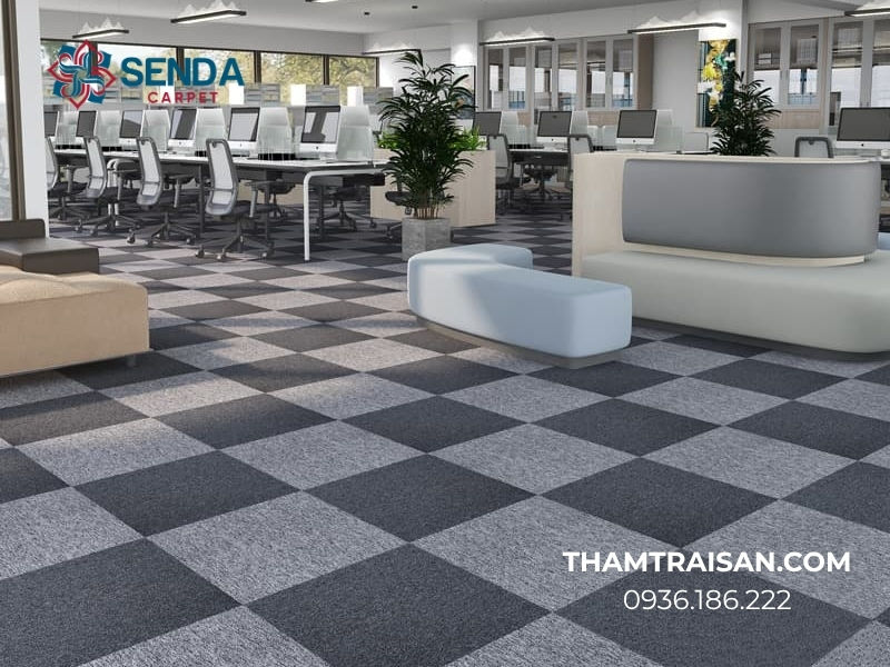 Thảm nỉ miếng ghép đế cao su màu xám ghi