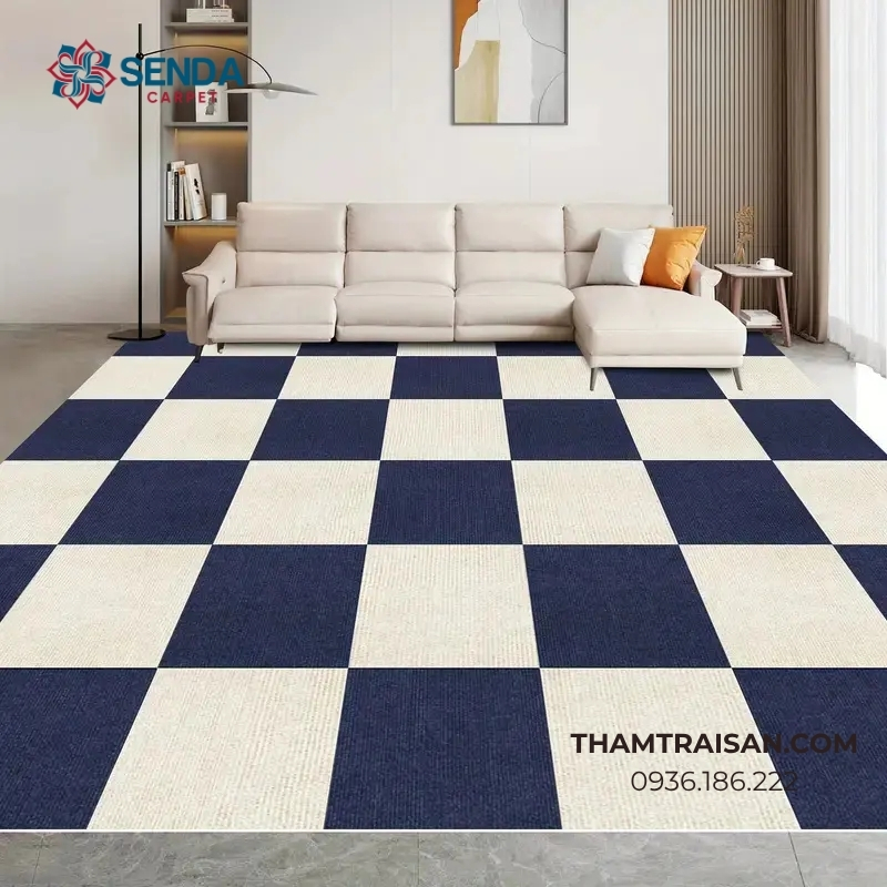 Thảm nỉ miếng ghép đế cao su màu xanh than