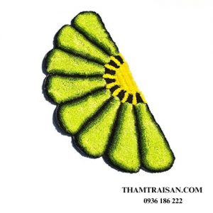 Thảm chùi chân chỉ xù hình quạt màu vàng chanh