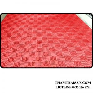 Thảm nhựa đinh sọc chống trượt, chống nước đỏ