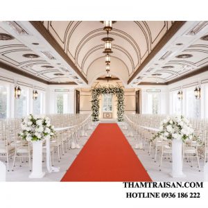 Thảm nỉ sự kiện dày sọc NDS10 màu đỏ