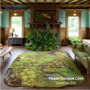 Thảm dệt tay thủ công họa tiết thiên nhiên cỏ cây