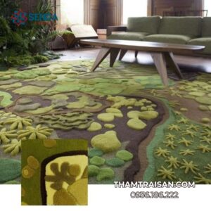 Thảm dệt tay thủ công họa tiết thiên nhiên cỏ cây