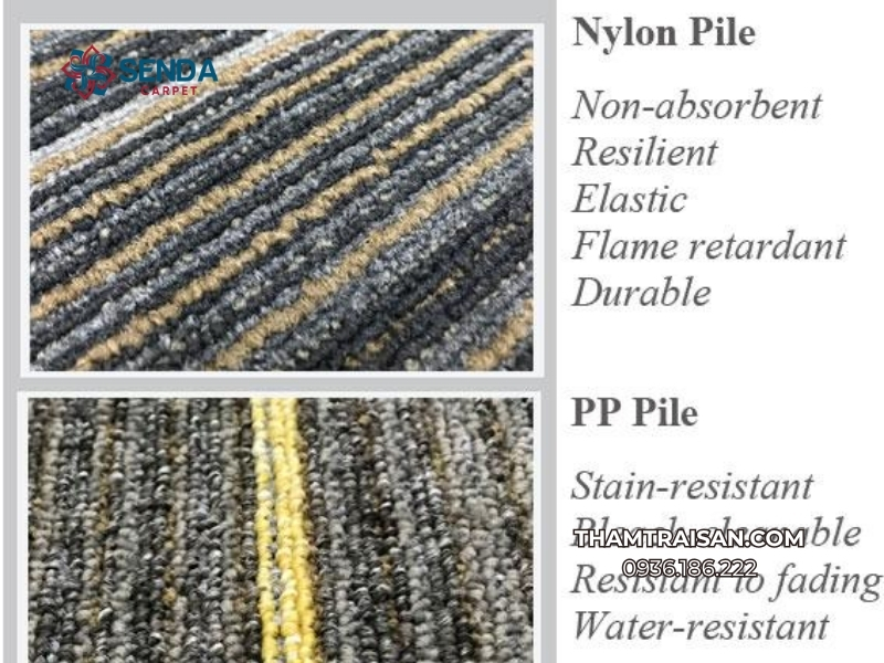 so sánh thảm nylon và polypropylene