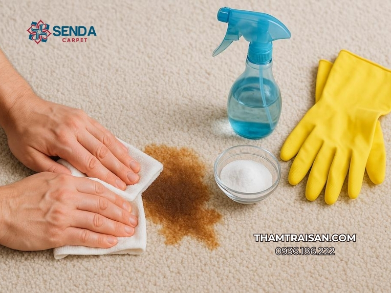 tẩy vết cà phê trên thảm trải sàn