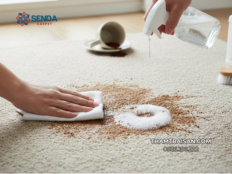 tẩy vết cà phê trên thảm trải sàn